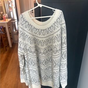 J. Jill Cream and Gray Patterned Sweater